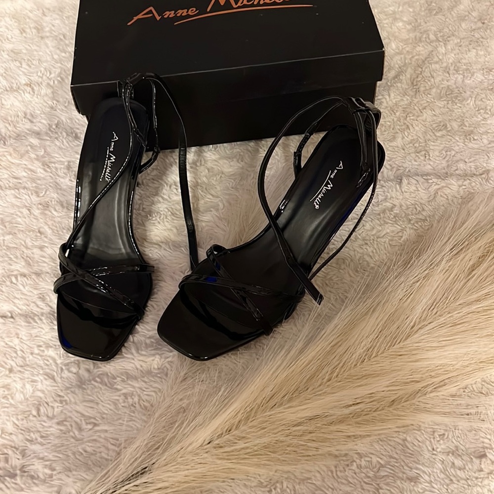 SHEIN Brand new black strap heels. Size 7